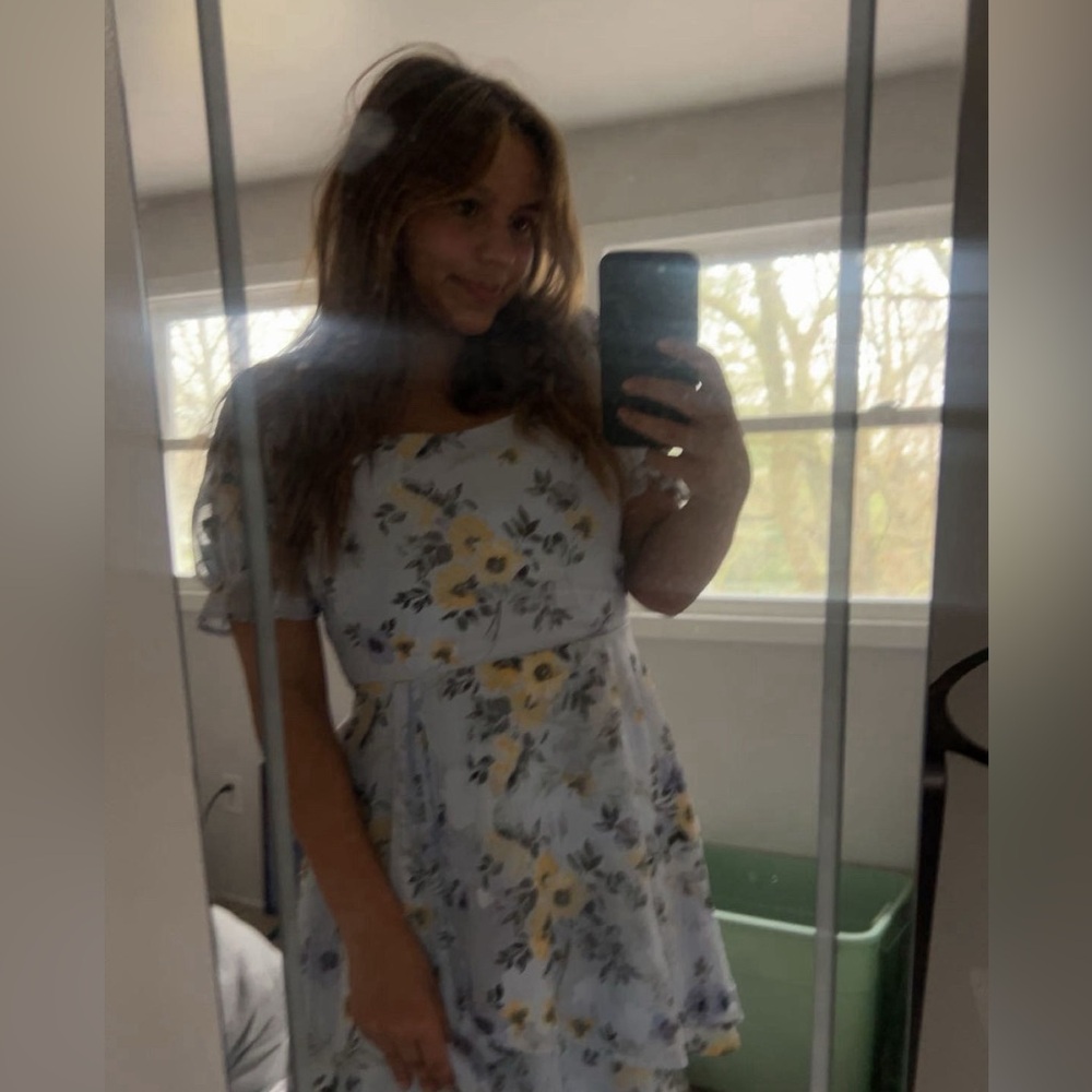 BLUE floral church dress
